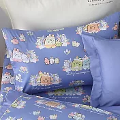 【家適居家】角落小夥伴-床包枕套組-花園(兩色)-單人/雙人均一價 藍色-單人