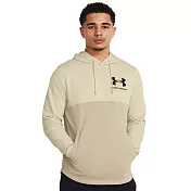 Under Armour 男 Rival Terry 撞色連帽長袖套頭衫-1383103-273 2XL 卡其色