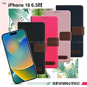 Xmart for iPhone 16 度假浪漫風斜紋側掀支架皮套 粉色