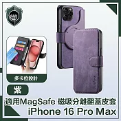 【穿山盾】iPhone 16 Pro Max 適用MagSafe 磁吸分離翻蓋皮套 紫