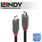 LINDY 林帝 ANTHRA USB 4 Gen 3X2 Type-C 公 to 公 PD 240W 傳輸線 0.8m (36956)