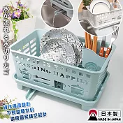 日本製 趣味圖案廚房瀝水架 收納籃 瀝水架 收納架 瀝水籃1入 藍色