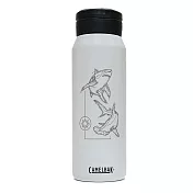 【美國 CamelBak】海洋質感生活-1000ml不鏽鋼保溫瓶(保冰) 經典白-鯊魚