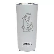 【美國 CamelBak】海洋質感生活-600ml不鏽鋼保溫瓶(保冰) 經典白-鯊魚