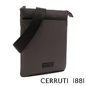 【Cerruti 1881】限量2折 義大利頂級小牛皮側背包肩背包 全新專櫃展示品 (大象灰 CEBO06022M)