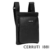 【Cerruti 1881】限量2折 義大利頂級小牛皮側背包肩背包 全新專櫃展示品 (黑色 CEBO06320M)