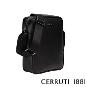 【Cerruti 1881】限量2折 義大利頂級小牛皮側背包肩背包 全新專櫃展示品 (黑色 CEBO07056M)