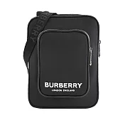 BURBERRY 新款LOGO 標誌尼龍拉鍊肩背/斜揹包 黑色