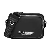 BURBERRY Paddy 徽標LOGO尼龍拉鍊斜揹包 黑色