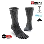 injinji TRAIL野跑避震吸排五趾中筒襪 M 黑色