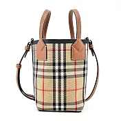 BURBERRY London經典格紋迷你托特包 卡其