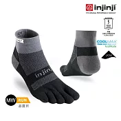 injinji RUN 避震吸排五趾短襪 S 黑灰