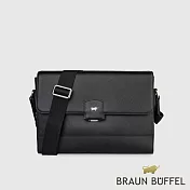 【BRAUN BUFFEL 德國小金牛】台灣總代理 巴雷特 橫式斜背包-黑色/BF546-61-BK