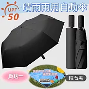 【買送一野餐墊】8骨純色系晴雨兩用自動傘 黑膠款【apex行家嚴選】(雨傘/遮陽傘/隨身傘/防曬傘/黑膠傘/車用傘/兩用傘) 耀石黑