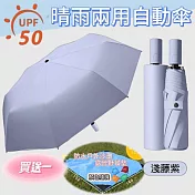 【買送一野餐墊】8骨純色系晴雨兩用自動傘 黑膠款【apex行家嚴選】(雨傘/遮陽傘/隨身傘/防曬傘/黑膠傘/車用傘/兩用傘) 淺藤紫