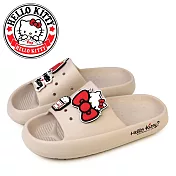 【HELLO KITTY】女 拖鞋 防水拖鞋 洞洞拖鞋 凱蒂貓 防水 厚底 輕量 鞋釦 臺灣製 EU37 卡其色
