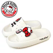 【HELLO KITTY】女 拖鞋 防水拖鞋 洞洞拖鞋 凱蒂貓 防水 厚底 輕量 鞋釦 臺灣製 EU37 白色