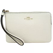 COACH 素面皮革L型拉鍊手拿包 白