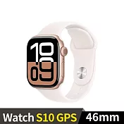 Apple Watch S10 GPS 46mm 鋁金屬錶殼運動錶帶 (玫瑰金色+淡胭粉色運動錶帶ML)