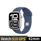 Apple Watch S10 GPS 42mm 鋁金屬錶殼運動錶帶 (銀色+丹寧色運動錶帶SM)