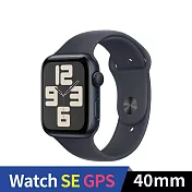 Apple Watch SE 2024 GPS 40mm 鋁金屬錶殼運動錶帶 (午夜色+午夜色運動錶帶SM)