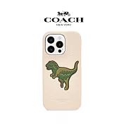 【COACH】iPhone 16 系列 精品 真皮 手機殼 白色小恐龍 iphone16