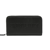 BURBERRY  經典LOGO壓印牛皮拉鍊長夾 黑色