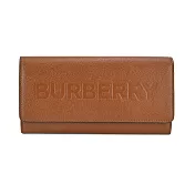 BURBERRY  經典LOGO荔枝牛皮翻蓋長夾 棕色