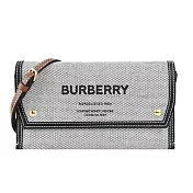 BURBERRY  Horseferry系列刺繡LOGO 帆布斜背包 米色