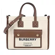 BURBERRY 新款 Freya 帆布拼接皮革迷你手提/斜背包 米X棕