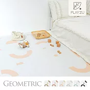 Playzu 臺灣製環保無毒歐美設計幾何系列防水巧拼地墊62cm(6片組) 奶油千層(桃)