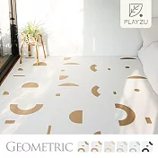 Playzu 臺灣製環保無毒歐美設計幾何系列防水巧拼地墊62cm(6片組) 金箔梅飲(亞麻金)
