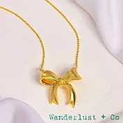 Wanderlust+Co 澳洲品牌 立體蝴蝶結項鍊 亮面金色項鍊 Bow Gold