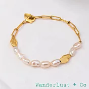 Wanderlust+Co 澳洲品牌 淡水珍珠手鍊 金塊方形手鍊 Kindred Pearl