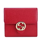 GUCCI 經典 GG LOGO荔枝牛皮翻蓋短夾 紅色