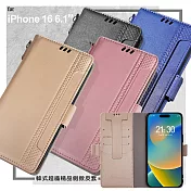 VOORCA for iPhone16 6.1 韓式精品插卡立架手機皮套(附手提吊帶) 奶茶