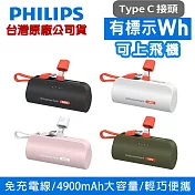 PHILIPS 飛利浦 4900mAh 口袋行動電源 Type-C款 DLP2550 黑