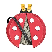 GUCCI 瓢蟲造型GG 帆布斜背包 卡其