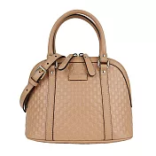 GUCCI 經典Guccissima壓紋LOGO手提/斜背迷你兩用包 粉膚