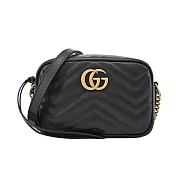 GUCCI GG Marmont 迷你絎縫皮革斜背/相機包 黑色
