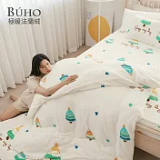 《BUHO》極柔暖法蘭絨兩用毯被床包雙人加大四件組 《聖讚夜息》