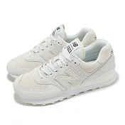 New Balance 休閒鞋 574 女鞋 海鹽 亞麻 麂皮 拼接 緩衝 復古 NB WL574HJ2-B 23cm BEIGE/WHITE