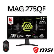 【滑鼠組】msi微星 MAG 275QF 27吋 電競螢幕(27/2560x1440/16:9/180Hz)