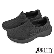 【Pretty】男 懶人鞋 健走鞋 休閒鞋 直套式 輕量 減壓避震 JP25.5 黑色