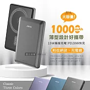 ASPOR 金屬質感 極薄型磁吸行動電源 10000mAh Magsafe/PD快充 附收納袋 浪漫紫
