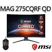 【滑鼠組】msi微星 MAG 275CQRF-QD 27吋 曲面電競螢幕(27/2560x1440/16:9/170Hz/曲面)