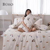 《BUHO》天然嚴選純棉雙人加大三件式床包組 《樂點森日》