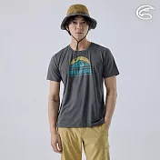 ADISI 男緹花洞洞圓領排汗抑菌消臭圖騰上衣 AL2411058 (S-3XL)｜透氣 吸濕排汗 快乾 輕量 彈性 排汗衣 L 深灰
