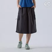 ADISI 女三季撥水可調節工裝長裙 AD2491064 (S-XL)|防潑水 四面彈 快乾 透氣 日系 波浪長裙 S-M 宙黑