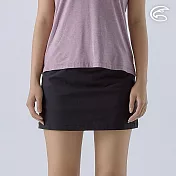 ADISI 女Supplex格紋速乾短褲裙 AP2411047 (S-2XL)｜彈性 吸濕排汗 快乾 透氣 耐磨 抗撕裂 S 夜幕黑